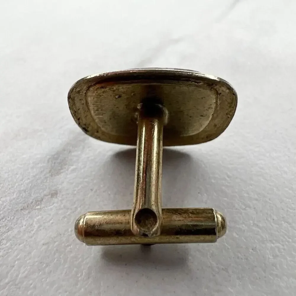 Vintage Gold Tone Striped Single Cufflink